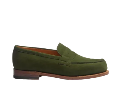 J.M.Weston Women's Signature Loafer #180 D Suede Goatskin "Dark Green" 1282GPB1807A Single Leather Sole
