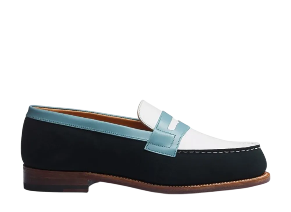J.M.Weston Women's Signature Loafer #180 "Green/White/Campanule"
