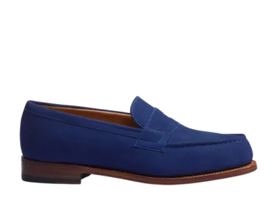 J.M.Weston Women's Signature Loafer #180 "Blue Limoges Suede"