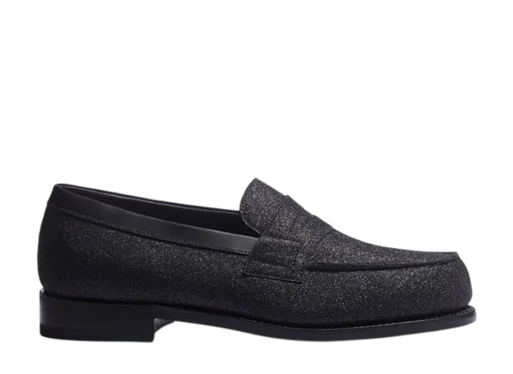 J.M.Weston Women's Signature Loafer #180 "Black Glitter Goatskin"