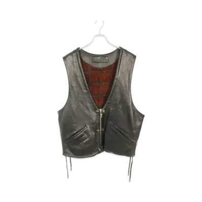 Chrome Hearts Old 6btn Zip FRNT VEST Back Star Conchocostam Vest "Black/Red"