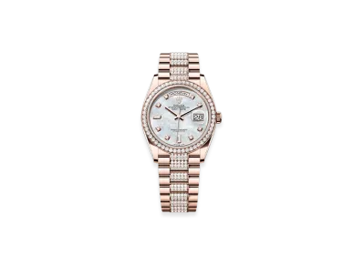 ROLEX Day-Date 36mm Everose Gold Diamond 128345RBR "White Mother-of-Pearl"