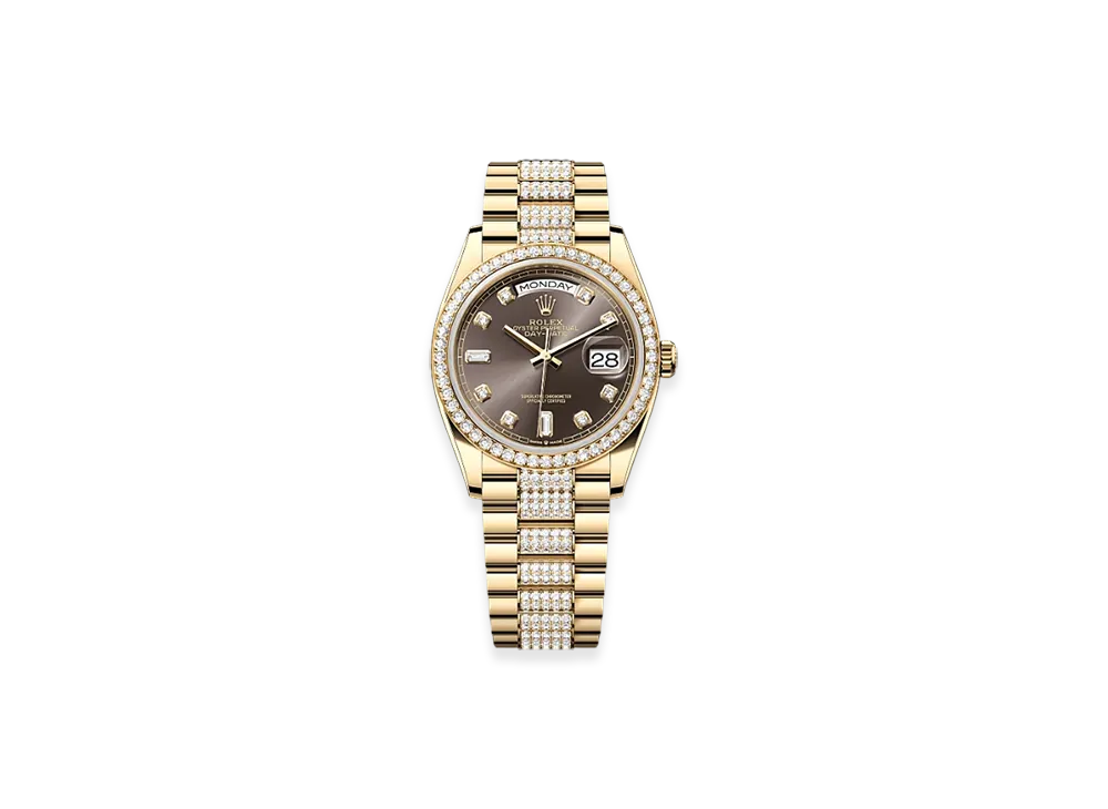 ROLEX Day-Date 36mm Yellow Gold Diamond 128348RBR "Dark Grey"