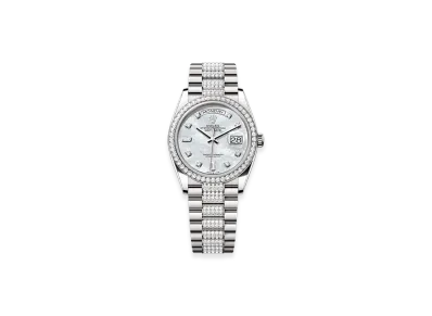 ROLEX Day-Date 36mm White Gold Diamond 128349RBR "White Mother-of-Pearl"