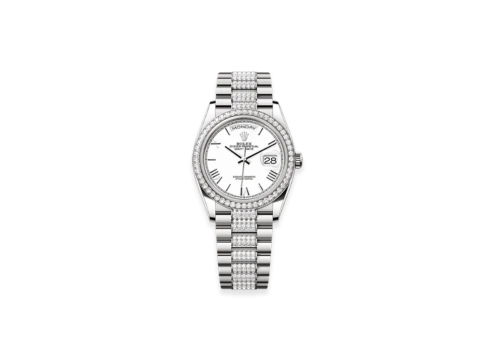 ROLEX Day-Date 36mm White Gold Diamond 128349RBR "White"