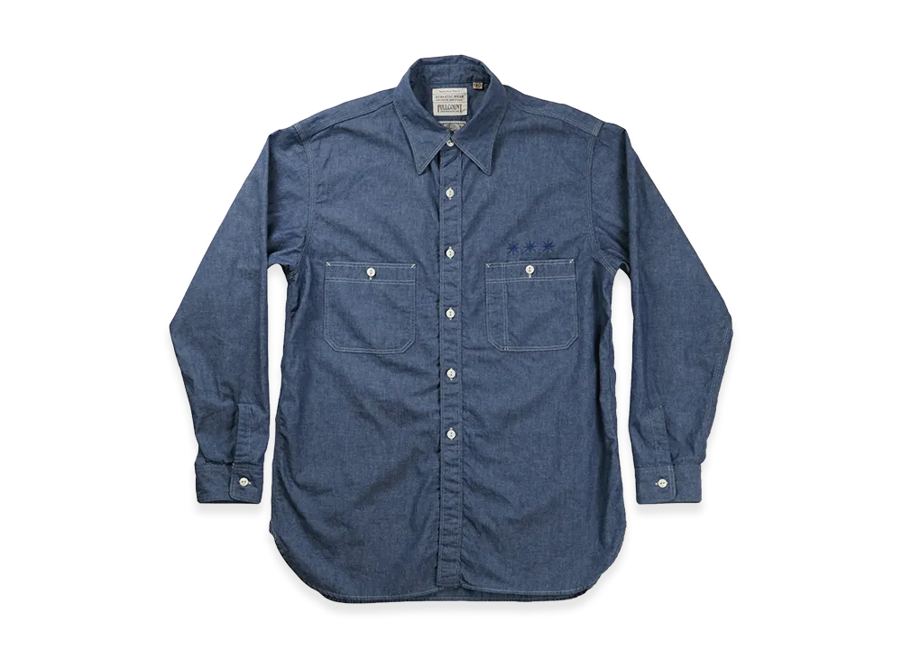GDC x FULLCOUNT Triple Stitch Chambray Shirt "Indigo Blue"