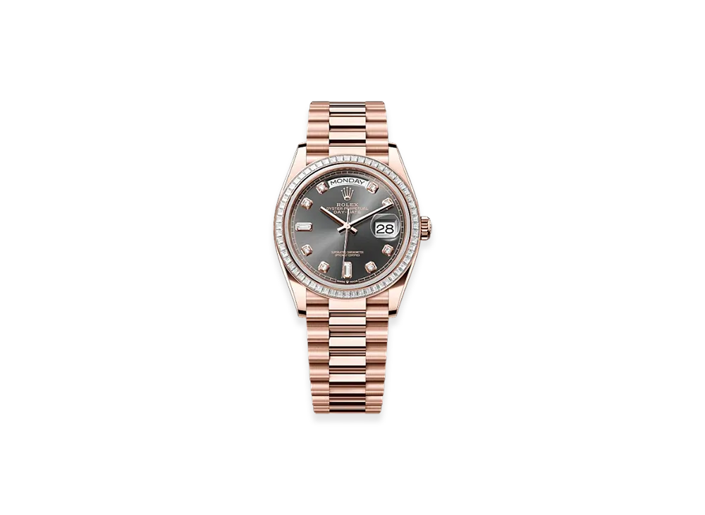 ROLEX Day-Date 36mm Everose Gold Diamond 128395TBR "Slate"