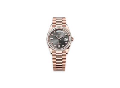 ROLEX Day-Date 36mm Everose Gold Diamond 128395TBR "Slate"