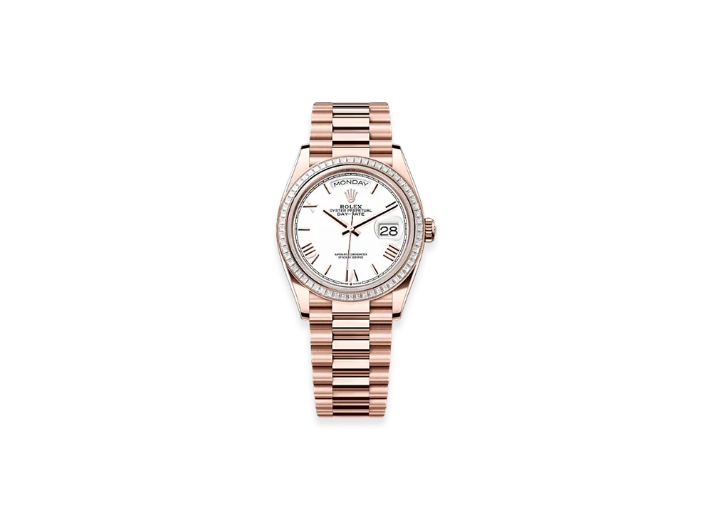 ROLEX Day-Date 36mm Everose Gold Diamond 128395TBR "White"