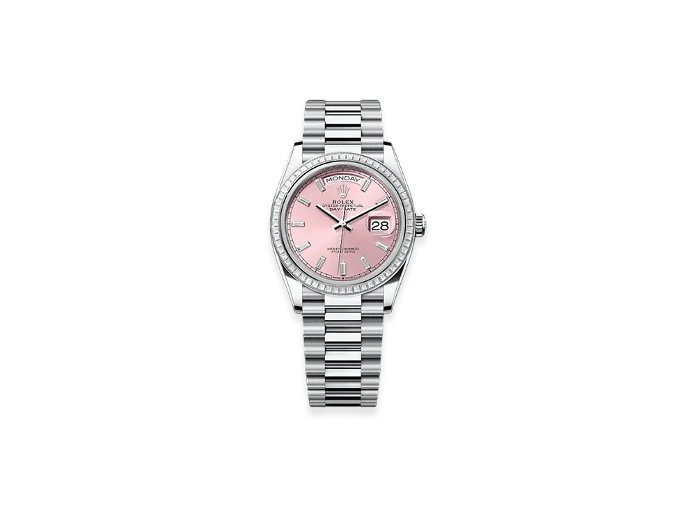 ROLEX Day-Date 36mm Platinum Diamond 128396TBR "Pink"