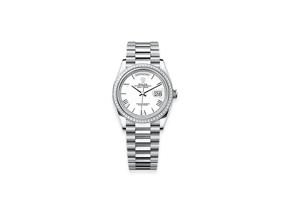 ROLEX Day-Date 36mm Platinum Diamond 128396TBR "White"