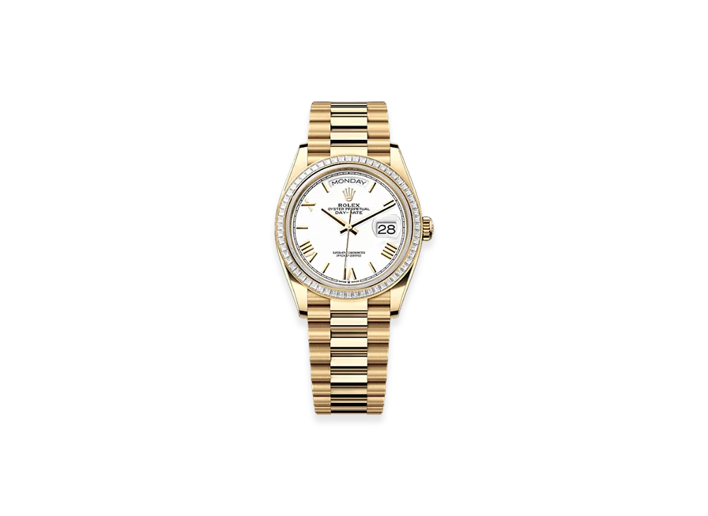 ROLEX Day-Date 36mm Yellow Gold Diamond 128398TBR "White"