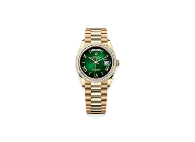 ROLEX Day-Date 36mm Yellow Gold Diamond 128398TBR "Green Ombre"