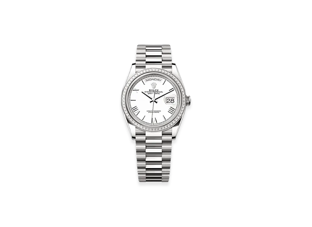 ROLEX Day-Date 36mm White Gold Diamond 128399TBR "White"