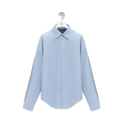 LOEWE Men's Hybrid Shirt in Cotton and Wool "Light Blue/Grey"