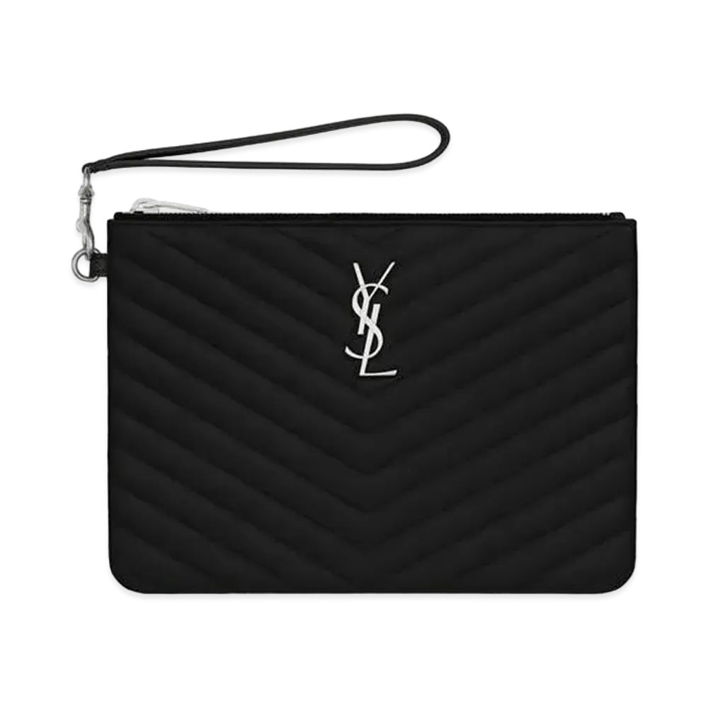 Saint Laurent Monogram Pouch In Leather "Black"