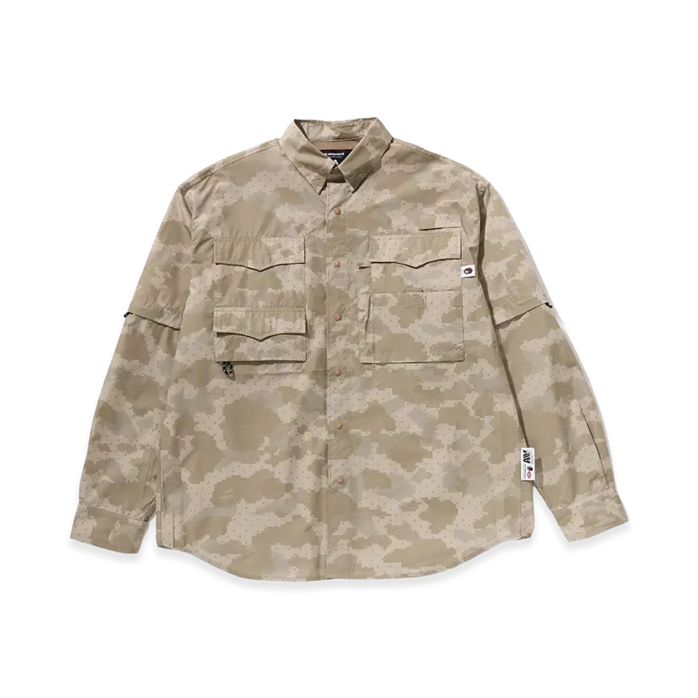 A BATHING APE x KAZUKI KURAISHI Digital Color Camo L/S Shirt "Olive"