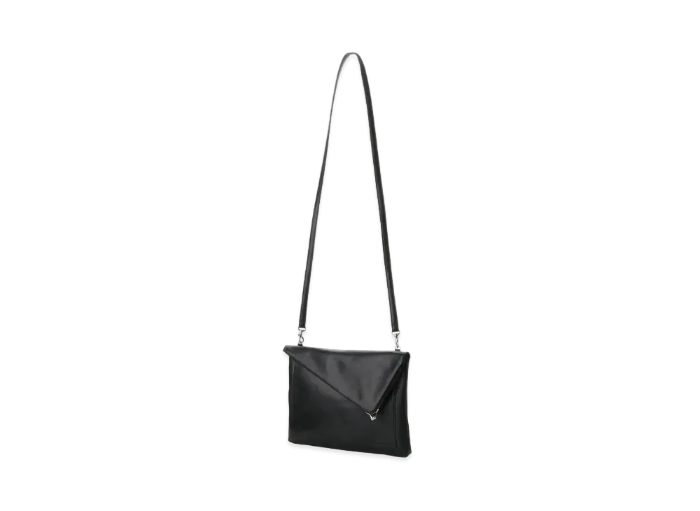 Yohji Yamamoto Y's SEMI GLOSS LEATHER SHAPED CLASP CLUTCH BAG "Black"