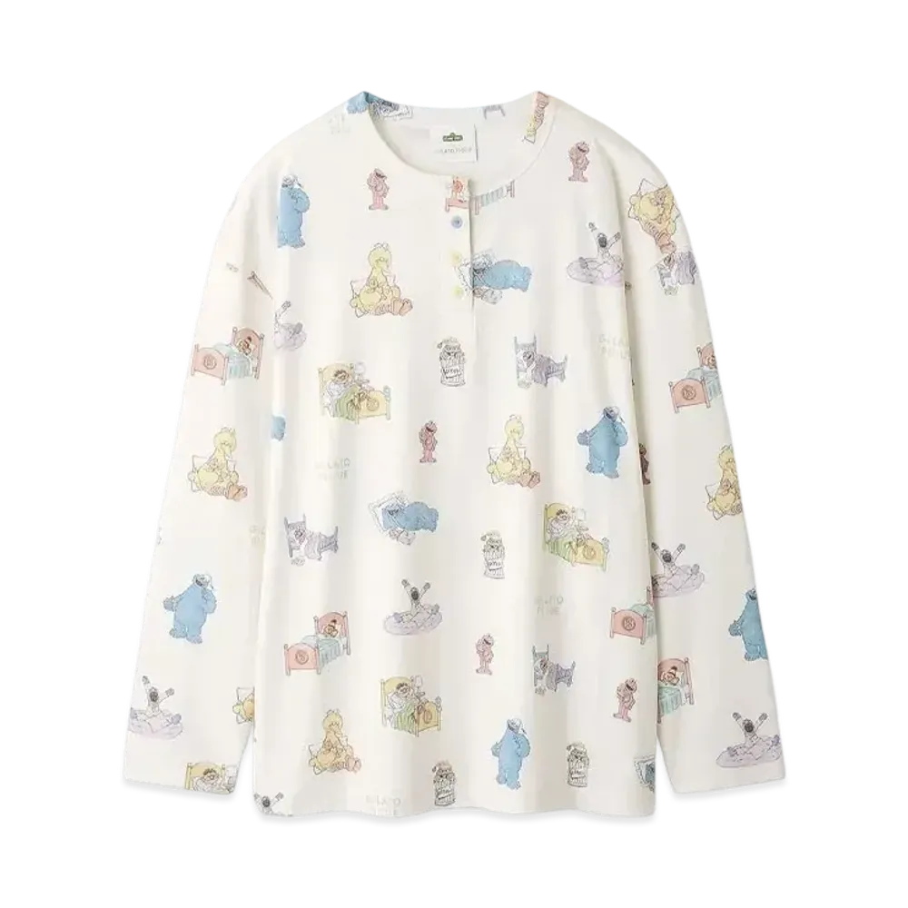 GELATO PIQUE x Sesame Street All-Over Pattern Pullover "Off White"