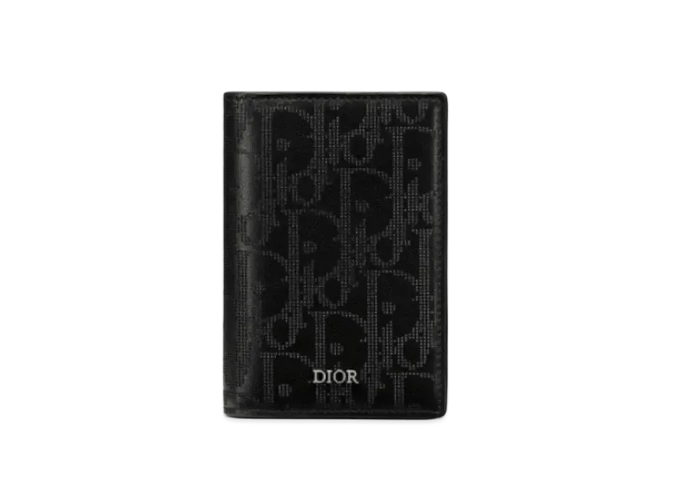 Dior Two-Fold Card Holder Dior Oblique Galaxy Leather "Black"