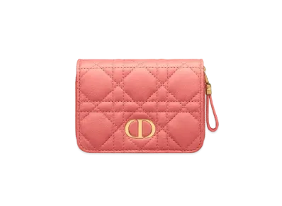 Dior Dior Caro Bi-Fold Wallet Cannage Calfskin "Dusty Coral Pink"