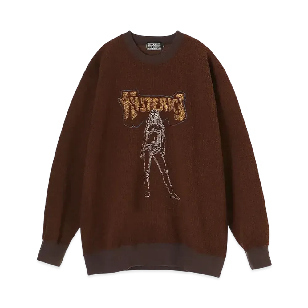 HYSTERIC GLAMOUR Bad Ass Mama Embroidery Sweatshirt "Brown"