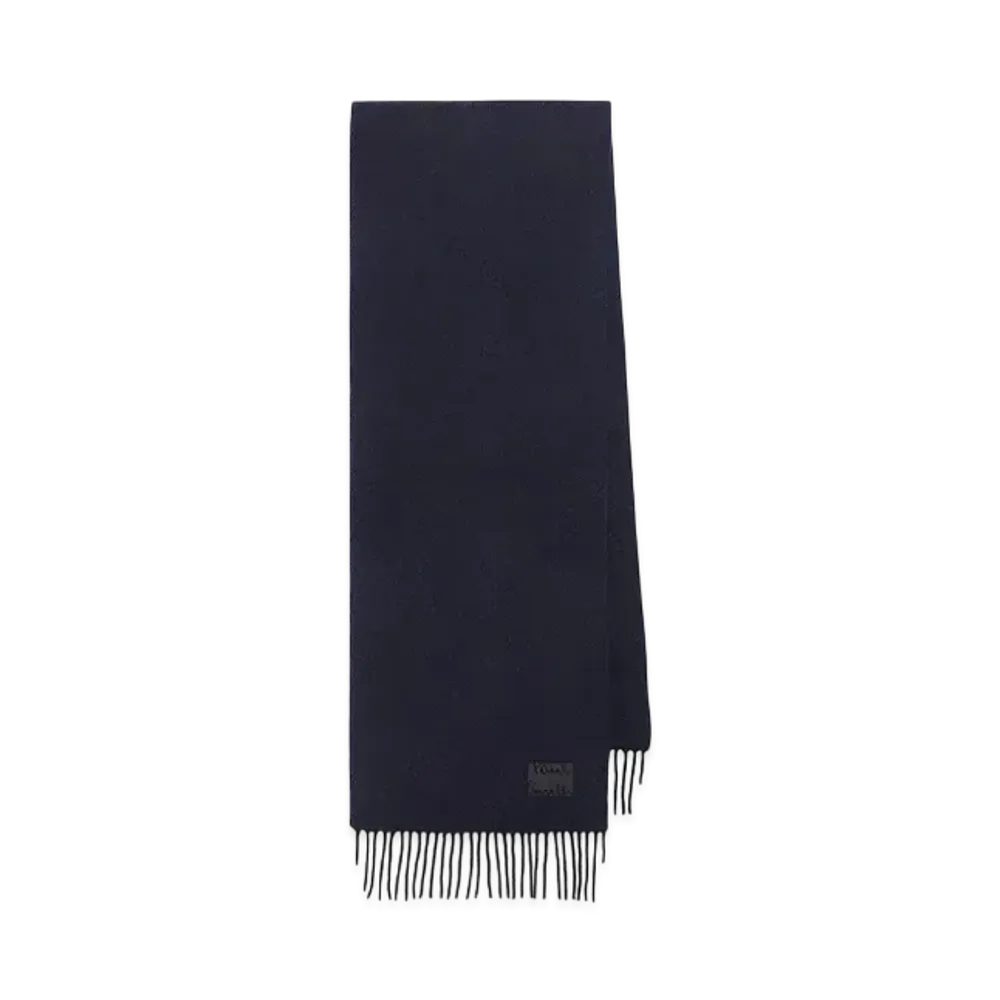 Paul Smith Cropped Logo Cashmere Blend Scarf "Navy"