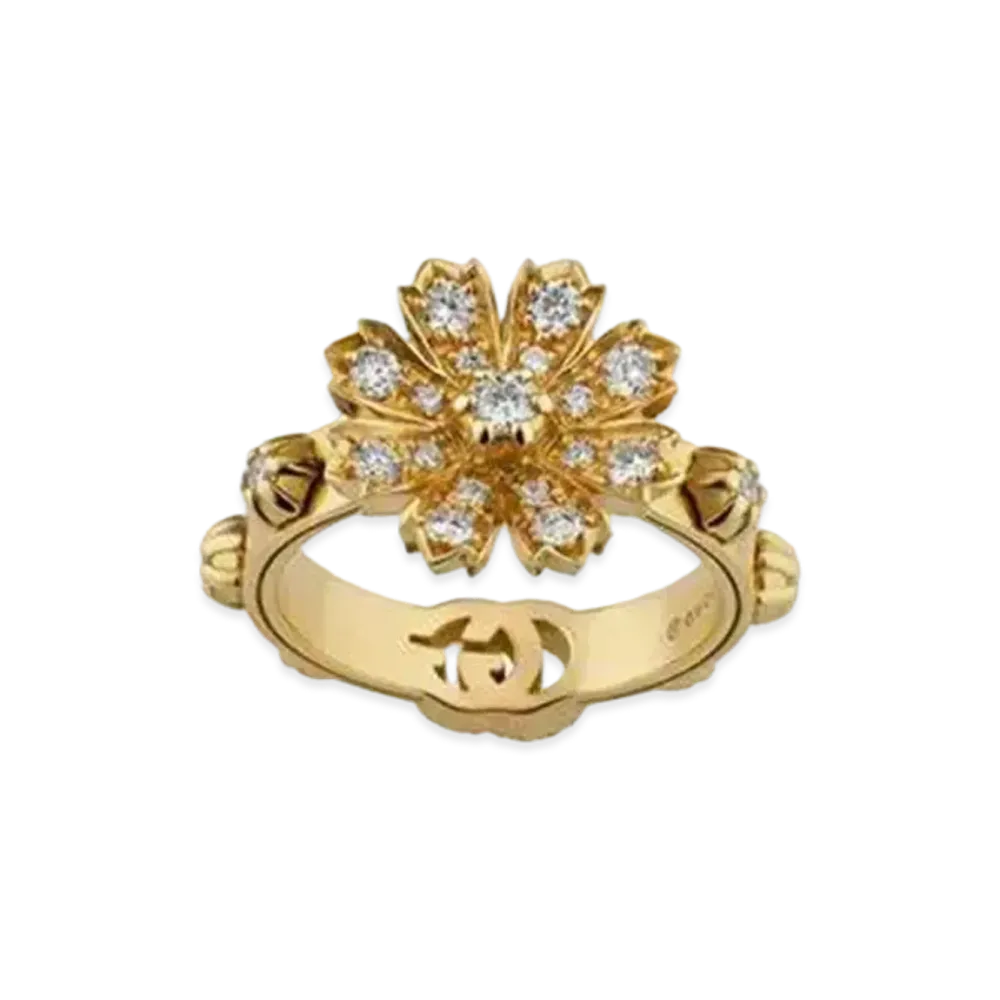 GUCCI Gucci Flora 18K Ring With Diamonds "Gold"