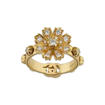 GUCCI Gucci Flora 18K Ring With Diamonds "Gold"