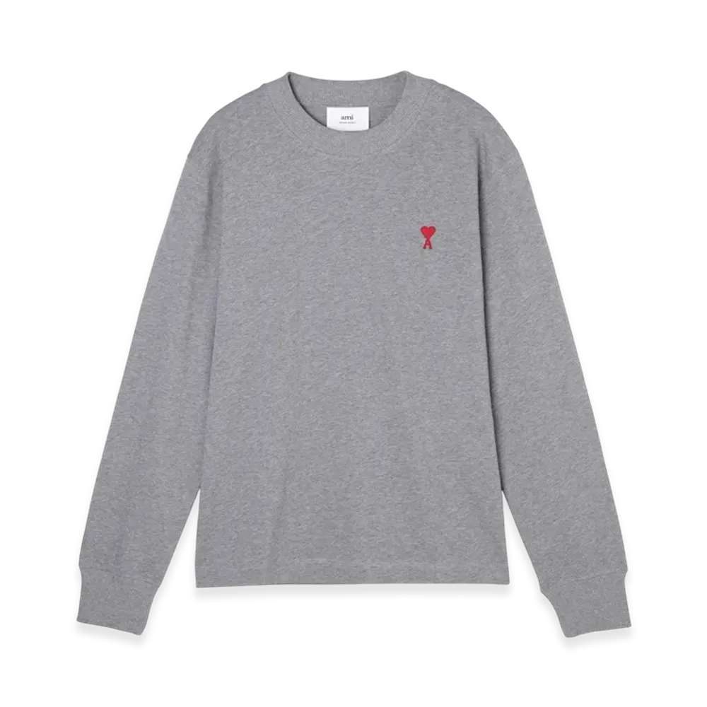 AMI PARIS Crew Neck Long Sleeve T-Shirt "Heathergrey"