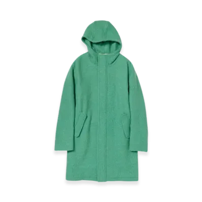AURALEE Brushed Alpaca Wool Melton Hooded Coat "Jade Green"