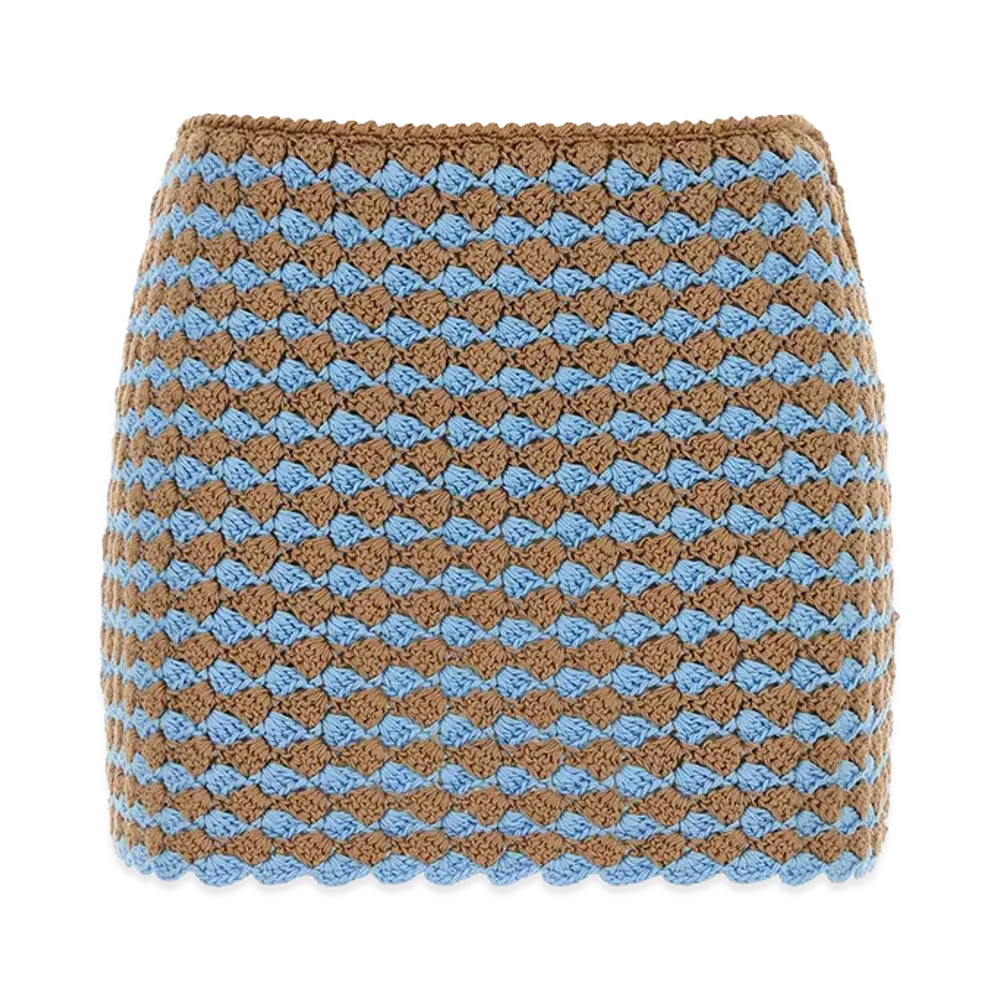 PRADA Women's Two-Tone Crochet Mini Skirt "Multicolor"