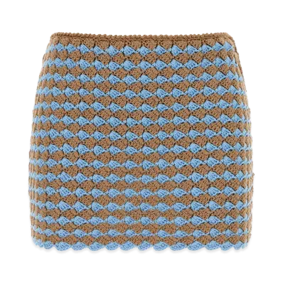 PRADA Women's Two-Tone Crochet Mini Skirt "Multicolor"