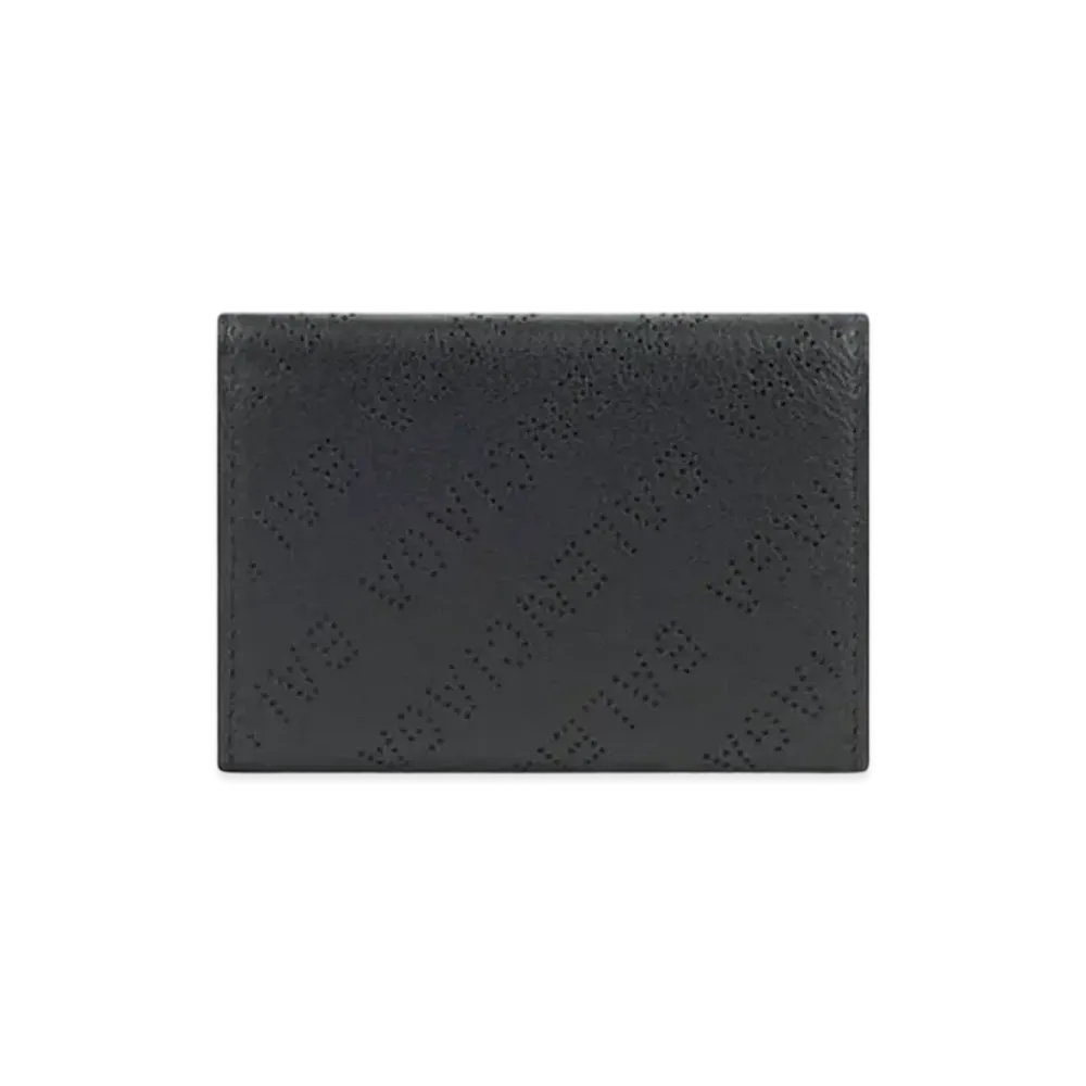 BALENCIAGA Cash Mini Wallet Allover Logo Perforated Smooth Calfskin "Black"