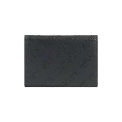 BALENCIAGA Cash Mini Wallet Allover Logo Perforated Smooth Calfskin "Black"