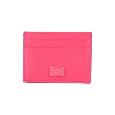 Dolce&Gabbana Credit Card Holder Calfskin Logo Print "Fuchsia"