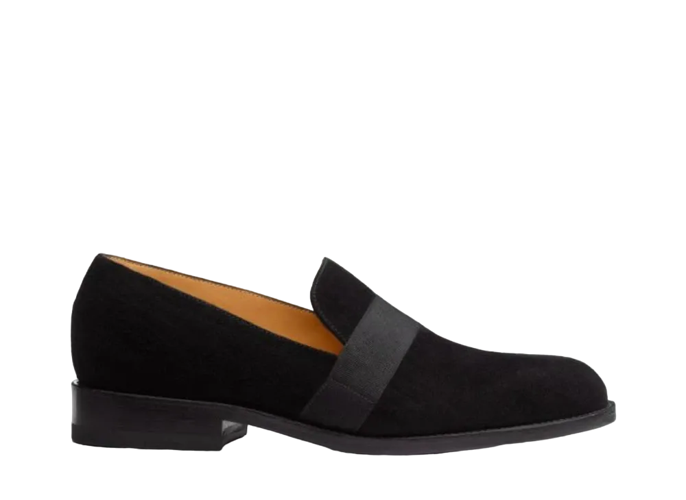 J.M.Weston WMNS Tuxedo Loafer #394 D Goat Suede "Black" 12F3DJE39490 Single Leather Sole