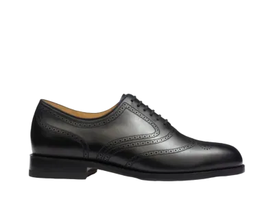 J.M.Weston Women's One Cut Oxford Shoe with perforated #391 D "Black" 12F3DJK39190 Single Leather Sole