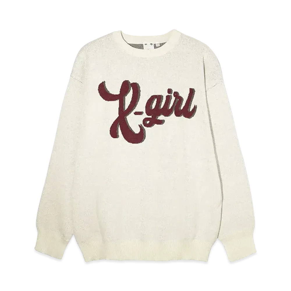 X-Girl Logo Jacquard Knit Top "White"