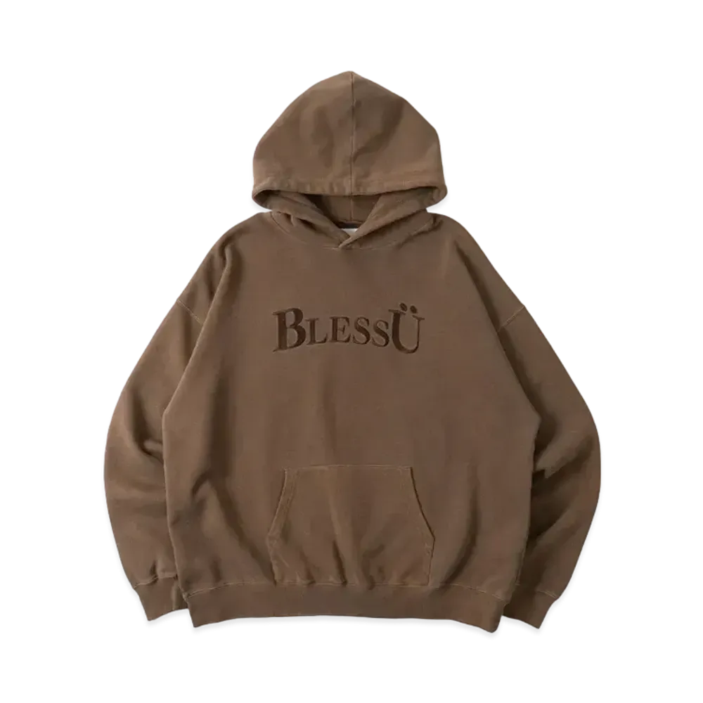 BLESS U BLESS U Pigment Logo Hoodie "Pigment Brown"