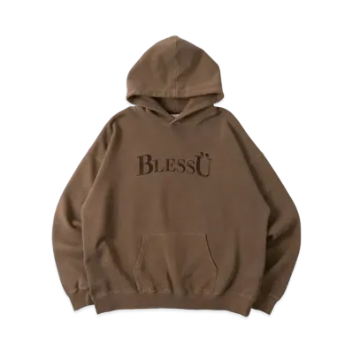 BLESS U BLESS U Pigment Logo Hoodie "Pigment Brown"