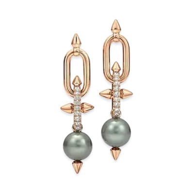 Tiffany & Co. Tiffany Titan By Pharrell Williams Tahitian with Pearl Earrings with Diamonds "Rose Gold"