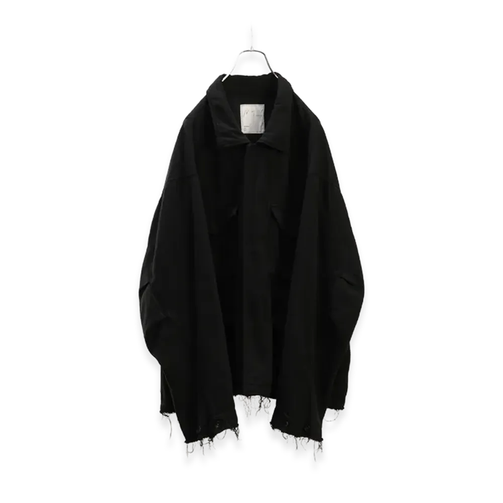 ANCELLM Silk Suede Field Jacket "Black"