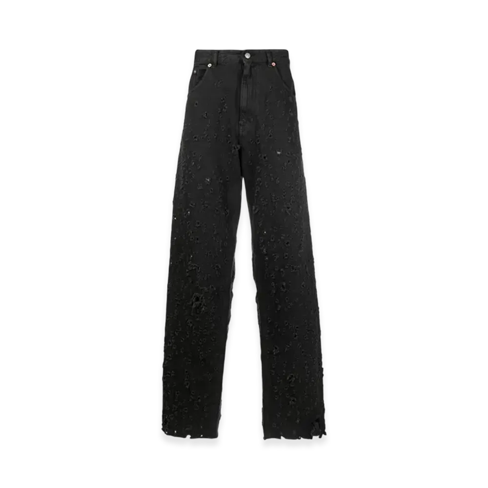 MM6 Maison Margiela Destroyed Wide Denim Pants "Black"