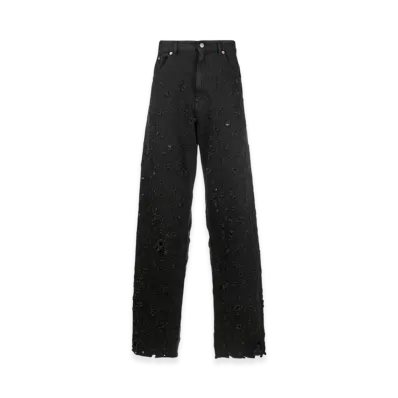 MM6 Maison Margiela Destroyed Wide Denim Pants "Black"