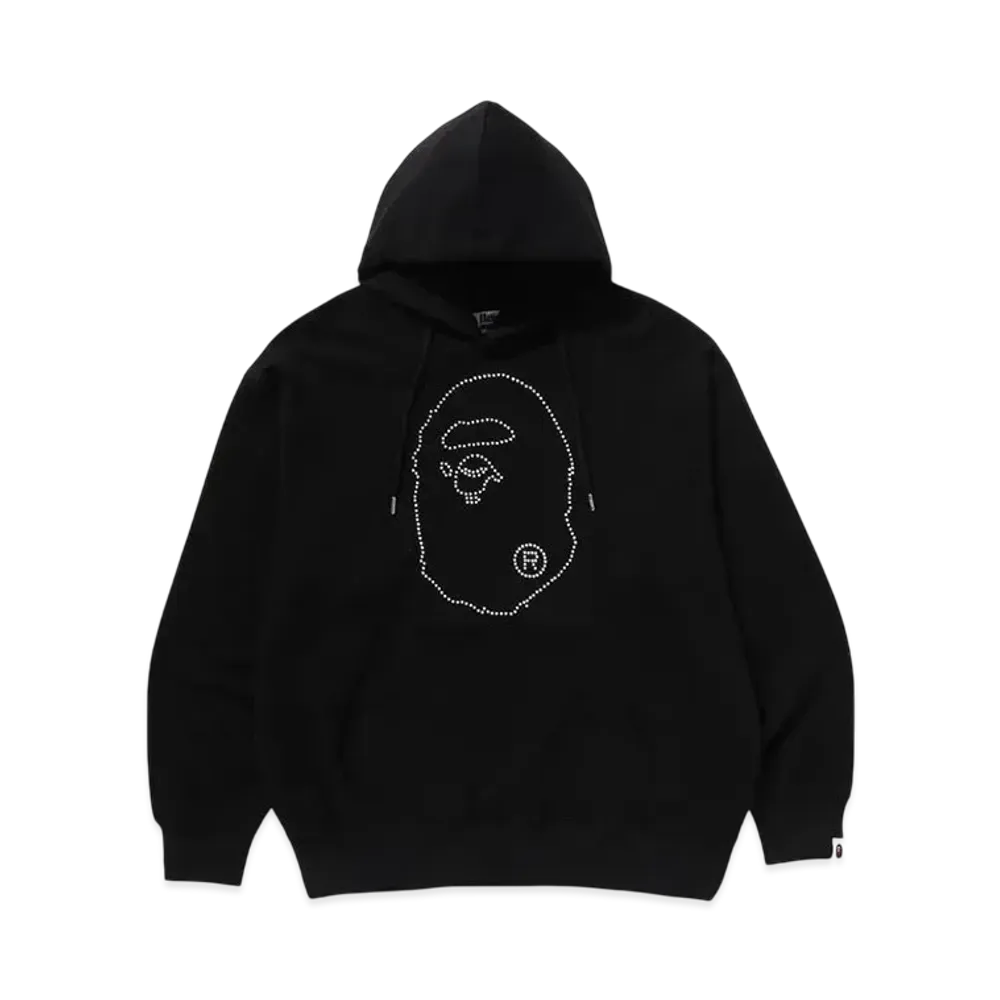A BATHING APE Studded Ape Head Relaxed Fit Pullover Hoodie "Black"