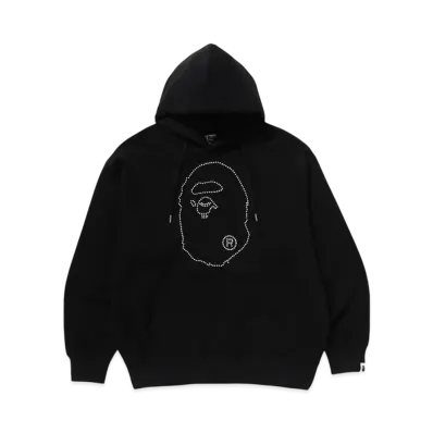 A BATHING APE Studded Ape Head Relaxed Fit Pullover Hoodie "Black"