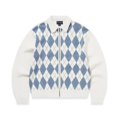 thisisneverthat Argyle Zip Knit Cardigan "White"