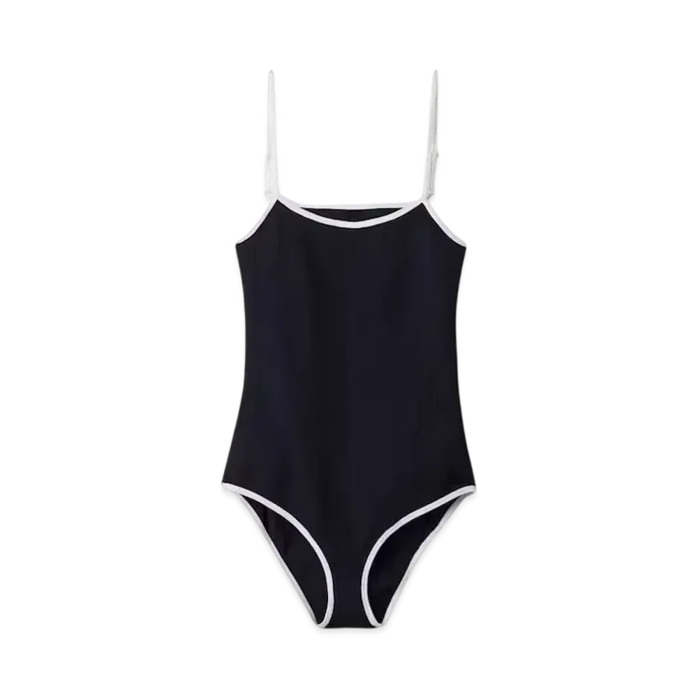 MIUMIU Women's Technical Knit Swimsuit "Navy/White"