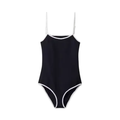MIUMIU Women's Technical Knit Swimsuit "Navy/White"
